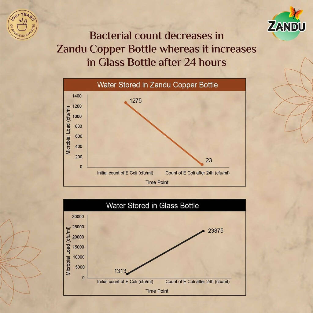 zandu copper water bottle
