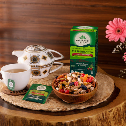 Organic India Tulsi Green Tea Pomegranate - PUSHMYCART