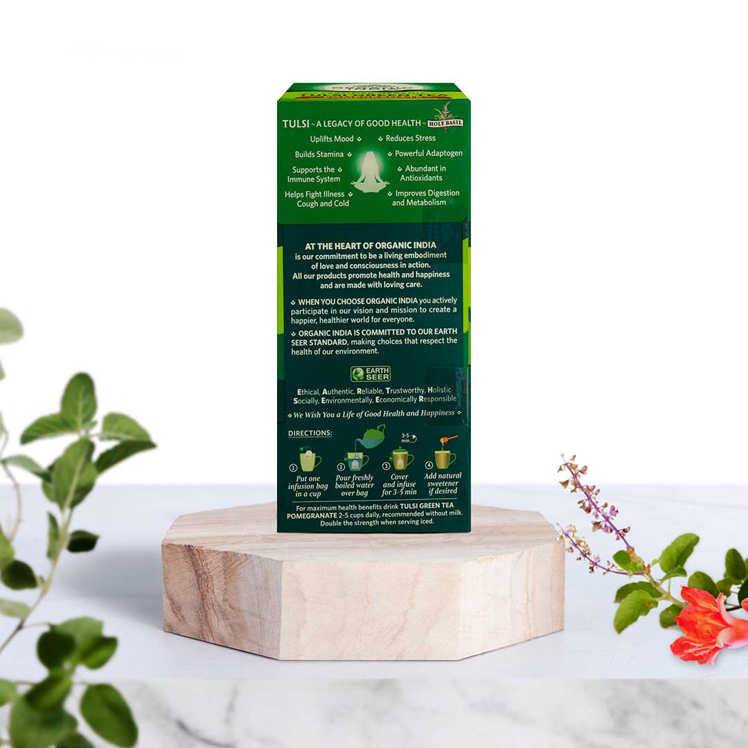 Organic India Tulsi Green Tea Pomegranate - PUSHMYCART