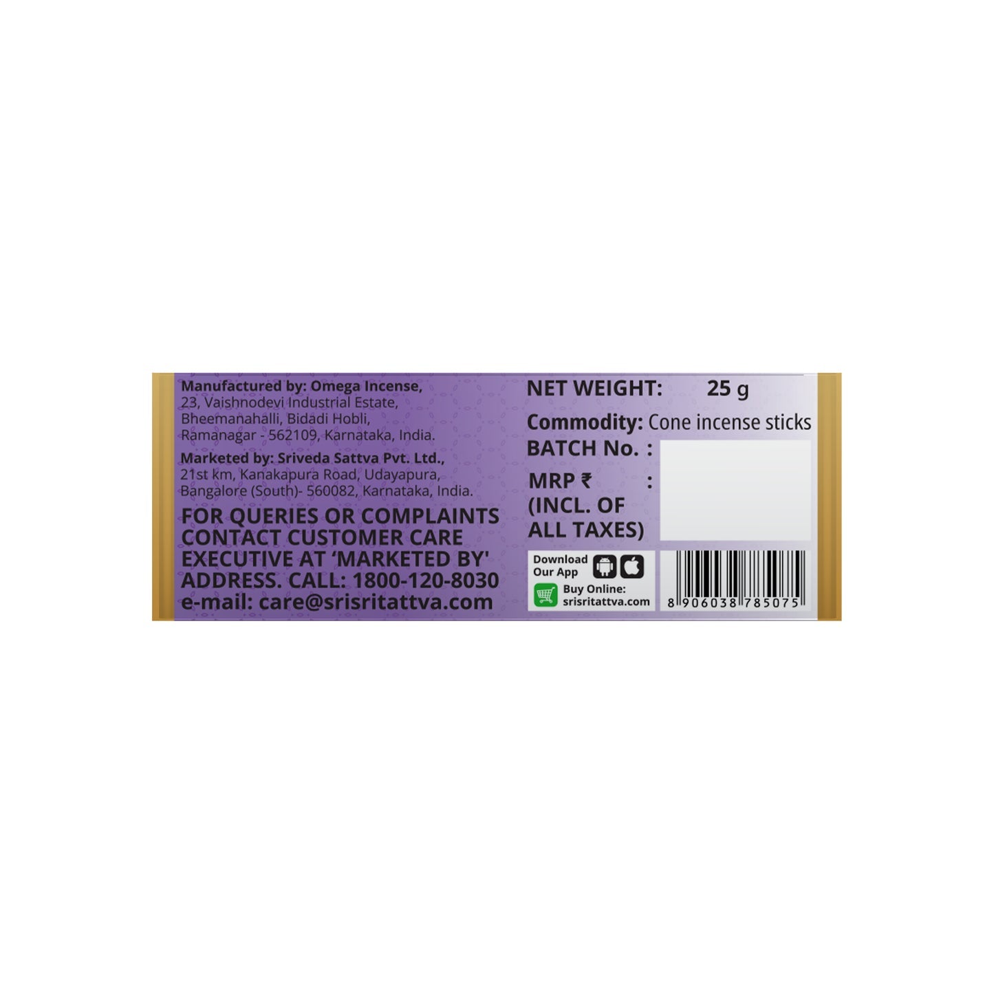 Sri Sri Tattva Premium Lavender Dhoop Cones