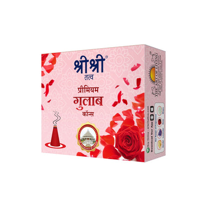 Sri Sri Tattva Premium Rose Incense Cones For Pooja | 12 Dhoop Cones