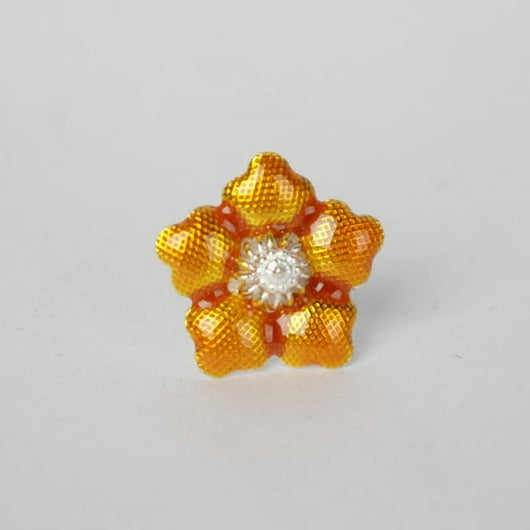 Pure Silver Enamel Yellow Flowers