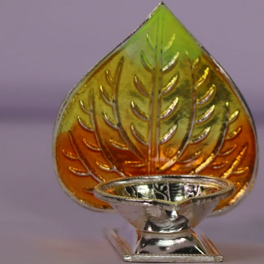 Pure Silver Gold Betel Leaf Pattern Diya