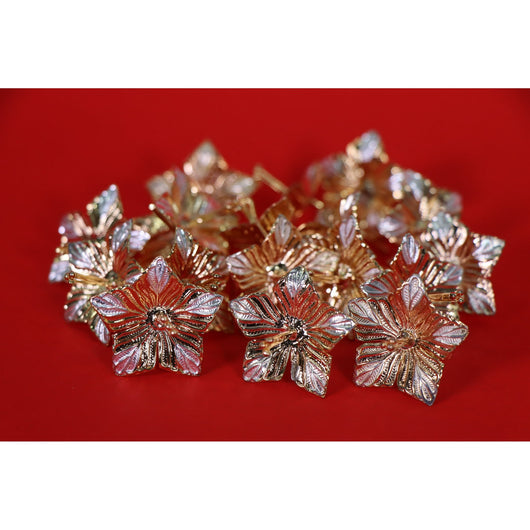 Pure Silver Gold Coated Flowers |Single Pattern Pack Of 3