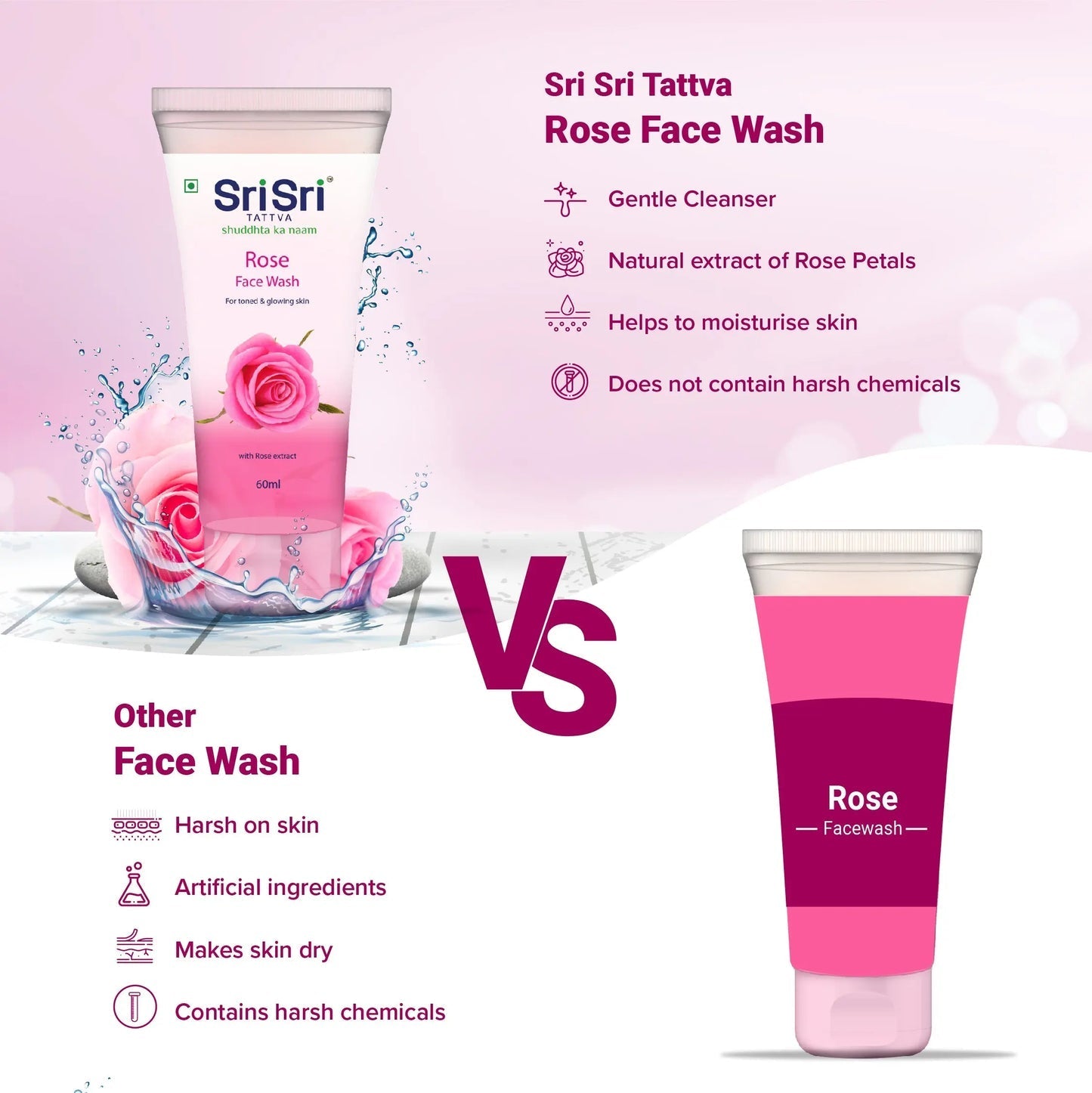 Sri Sri Tattva Rose Face Wash - PUSHMYCART