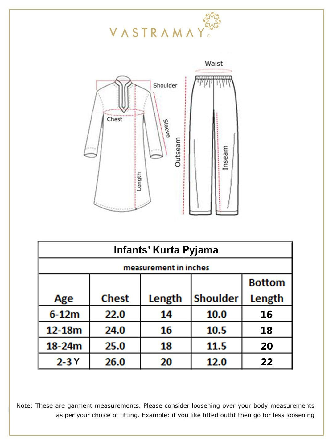 Vastramay Infant Boy's Multicolor Cotton Blend Kurta Pyjama Set