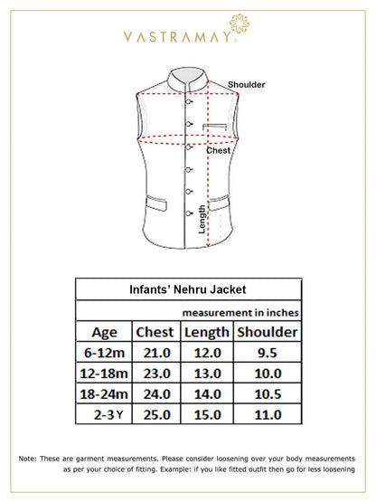 Vastramay SISHU Boy's Maroon & Gold Toned Woven Design Nehru Jacket