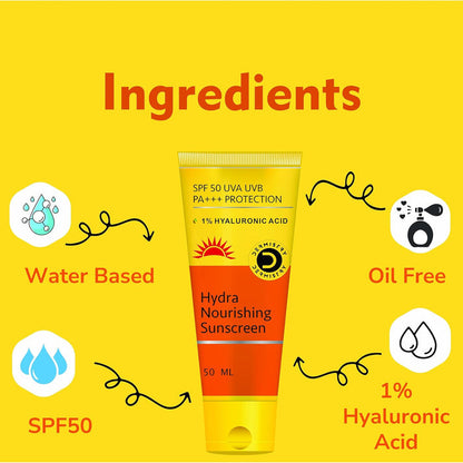 Dermistry 1% Hyaluronic Acid Sunscreen SPF 50 for Hydrated Skin