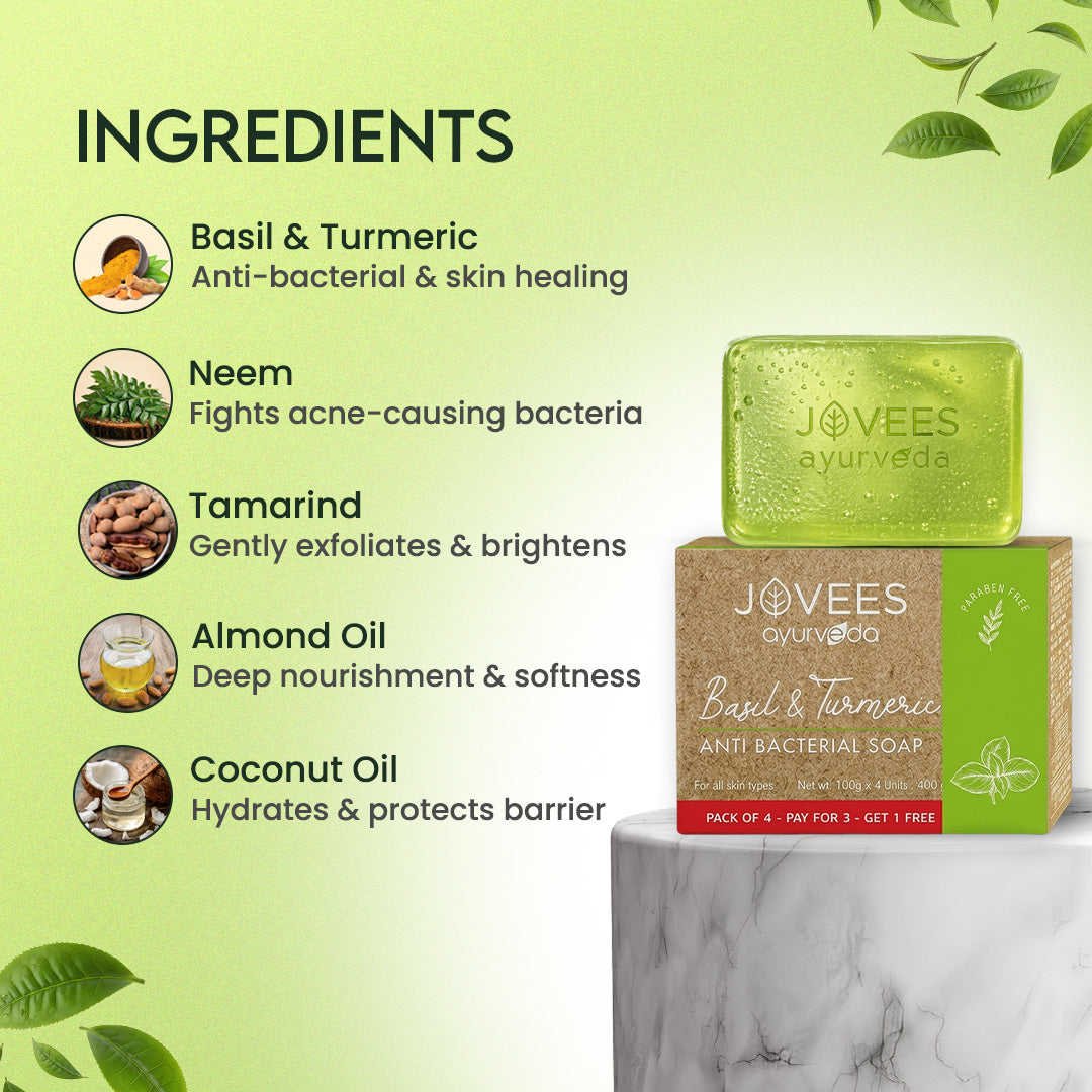 Jovees Basil & Turmeric Anti Bacterial Soap