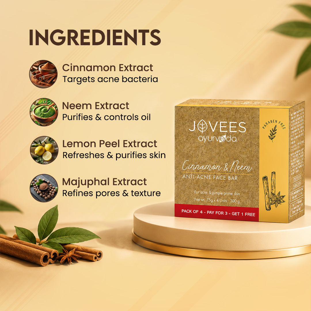 Jovees Cinnamon & Neem Anti Acne Face Bar Soap