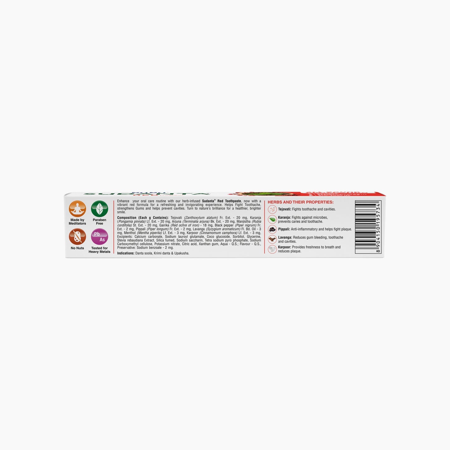 Sri Sri Tattva Sudanta Red Toothpaste - Non Fluoride - 100% Vegetarian