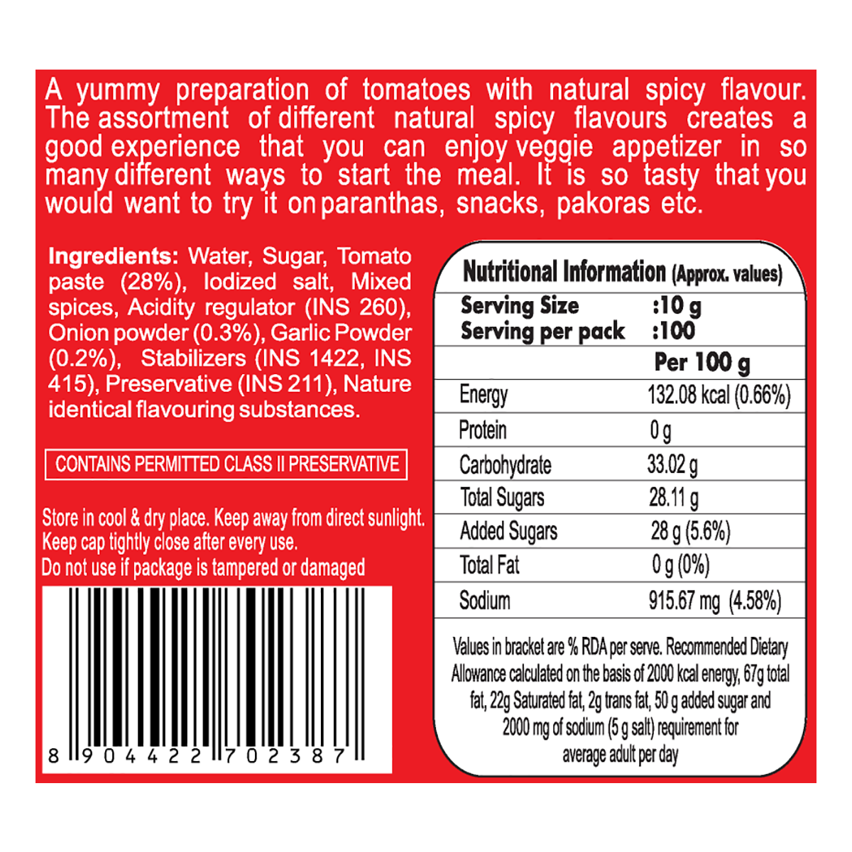 Patanjali Tomato Ketchup With Onion and Garlic