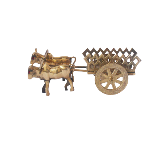 Brass Bull Cart Statue