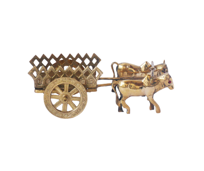 Brass Bull Cart Statue