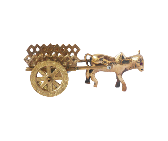 Brass Bull Cart Statue