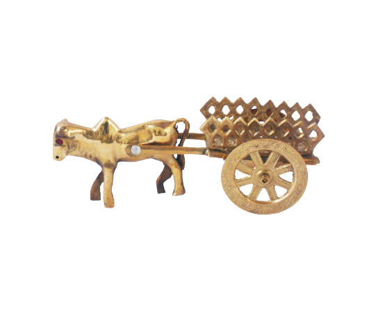 Brass Bull Cart Statue