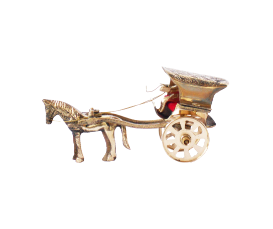 Brass Horse Cart Statue