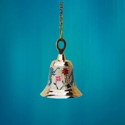 Brass Hanging Pooja Bell White Color