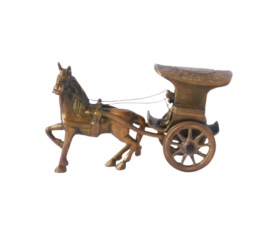 Brass Horse Cart Statue