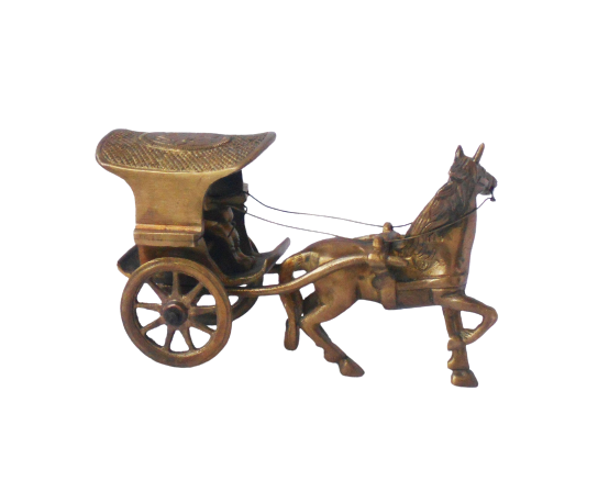 Brass Horse Cart Statue