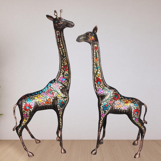 Brass Giraffe Statue Set of 2 Pieces