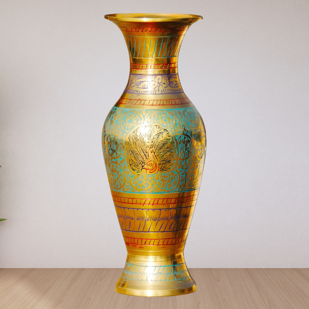 Brass Coloured Flower Vase With Handwork