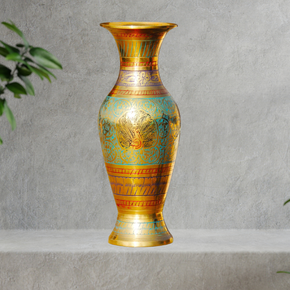 Brass Coloured Flower Vase With Handwork