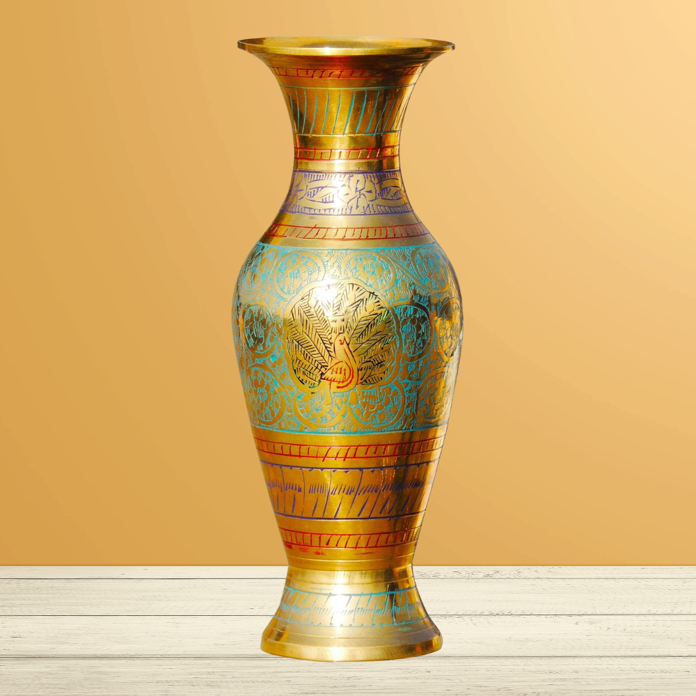 Brass Coloured Flower Vase With Handwork