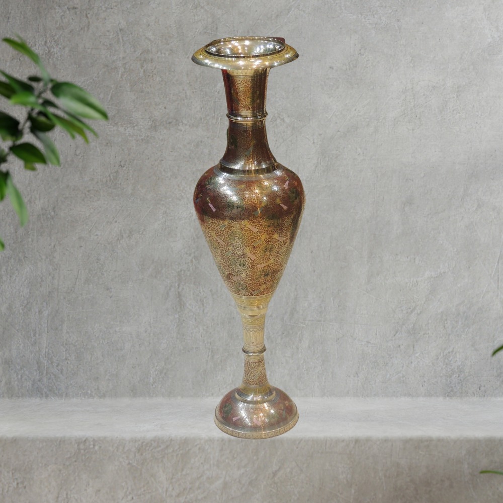 Brass Coloured Flower Vase With Handwork