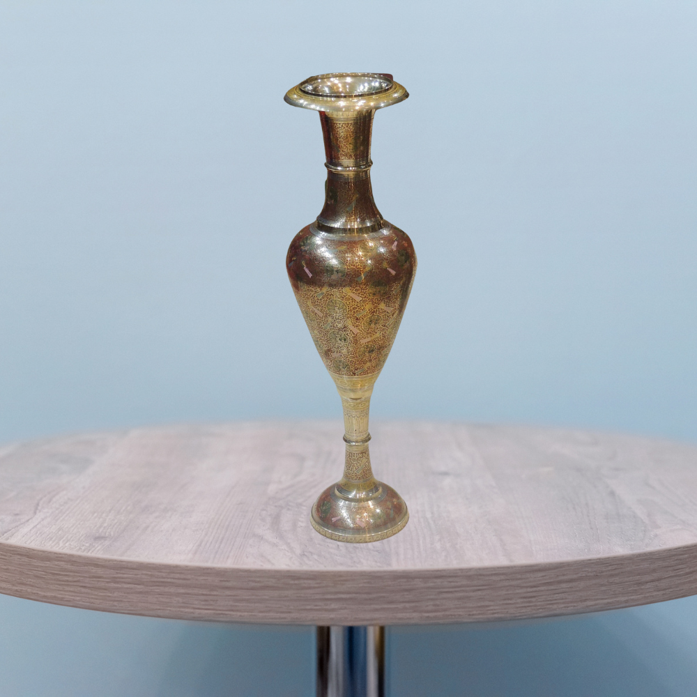 Brass Coloured Flower Vase With Handwork