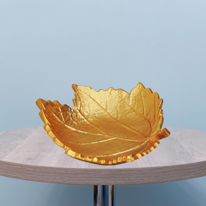 Brass Decorative Gold Plated Leaf Bowl