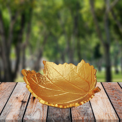 Brass Decorative Gold Plated Leaf Bowl