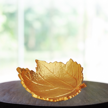 Brass Decorative Gold Plated Leaf Bowl