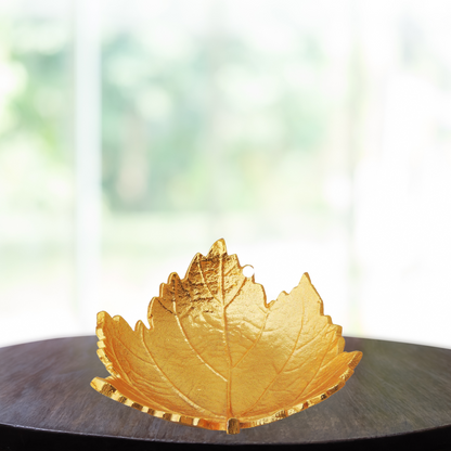 Brass Decorative Gold Plated Leaf Bowl