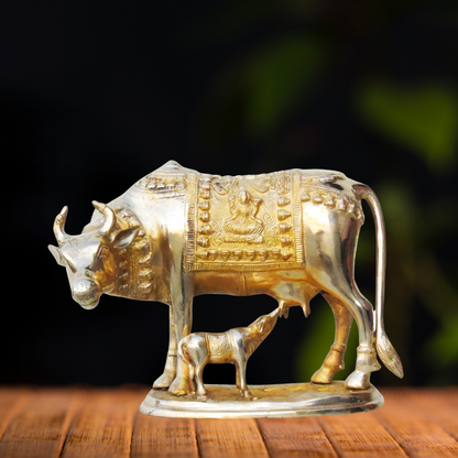 Brass Cow With Calf Statue 8.