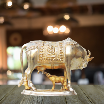 Brass Cow With Calf Statue 8.