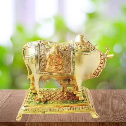 Brass Cow With Calf Statue