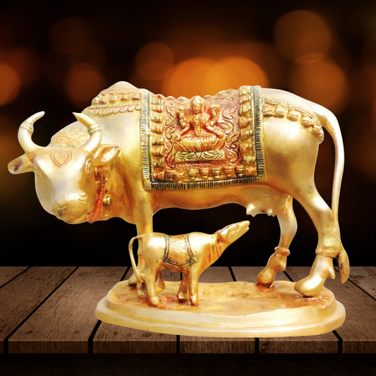 Brass Cow With Calf Statue