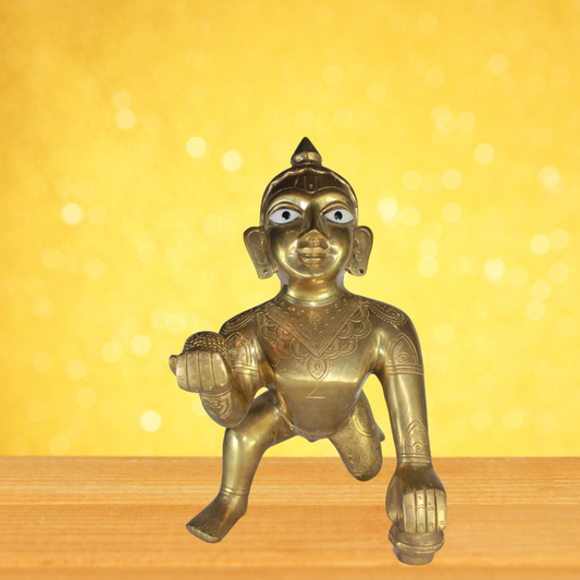 Brass Laddu Gopal Statue Murti Idol