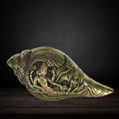 Brass Conch Shell | Pooja Shankh With Lord Vishnu