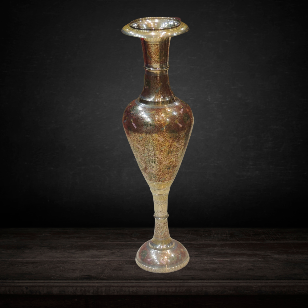 Brass Coloured Flower Vase With Handwork