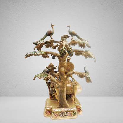 Brass Tree Radha Krishna Colour Statue