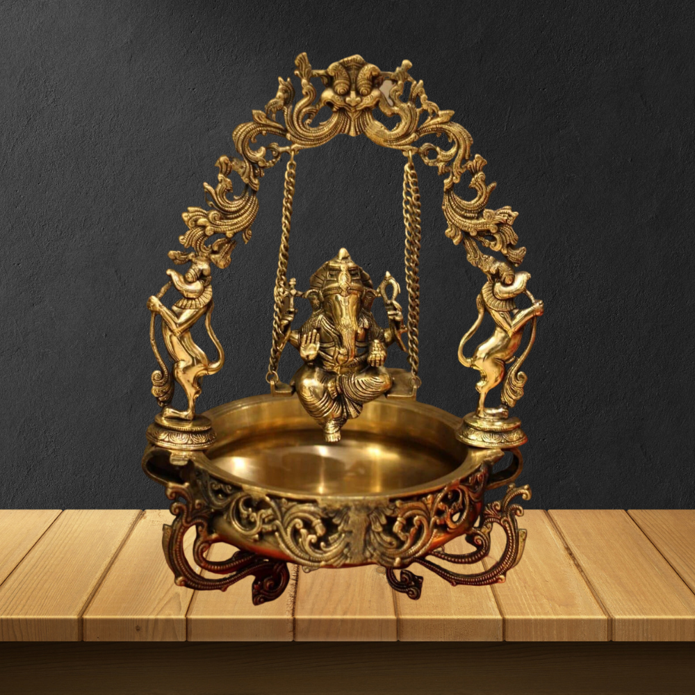 Brass Made Lord Ganesha Urli