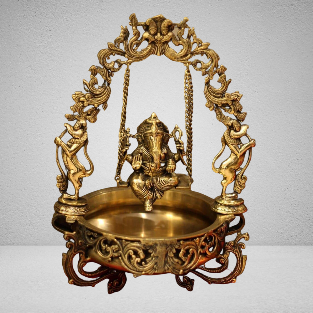 Brass Made Lord Ganesha Urli