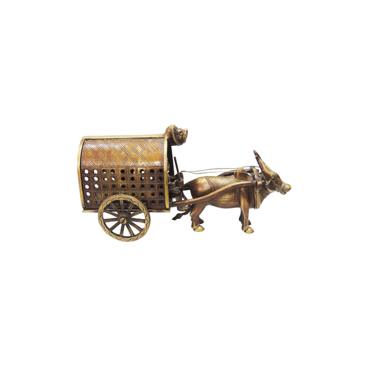 Brass Bull Cart Statue