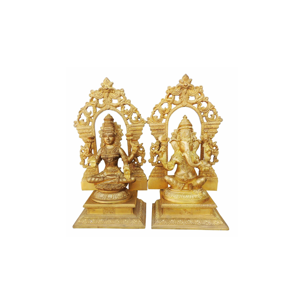 Brass Ganesh & Laxmi Statue