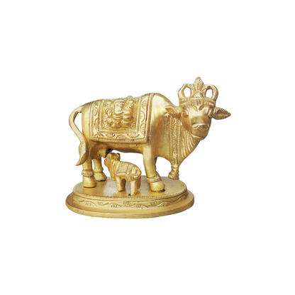 Brass Cow With Calf Statue