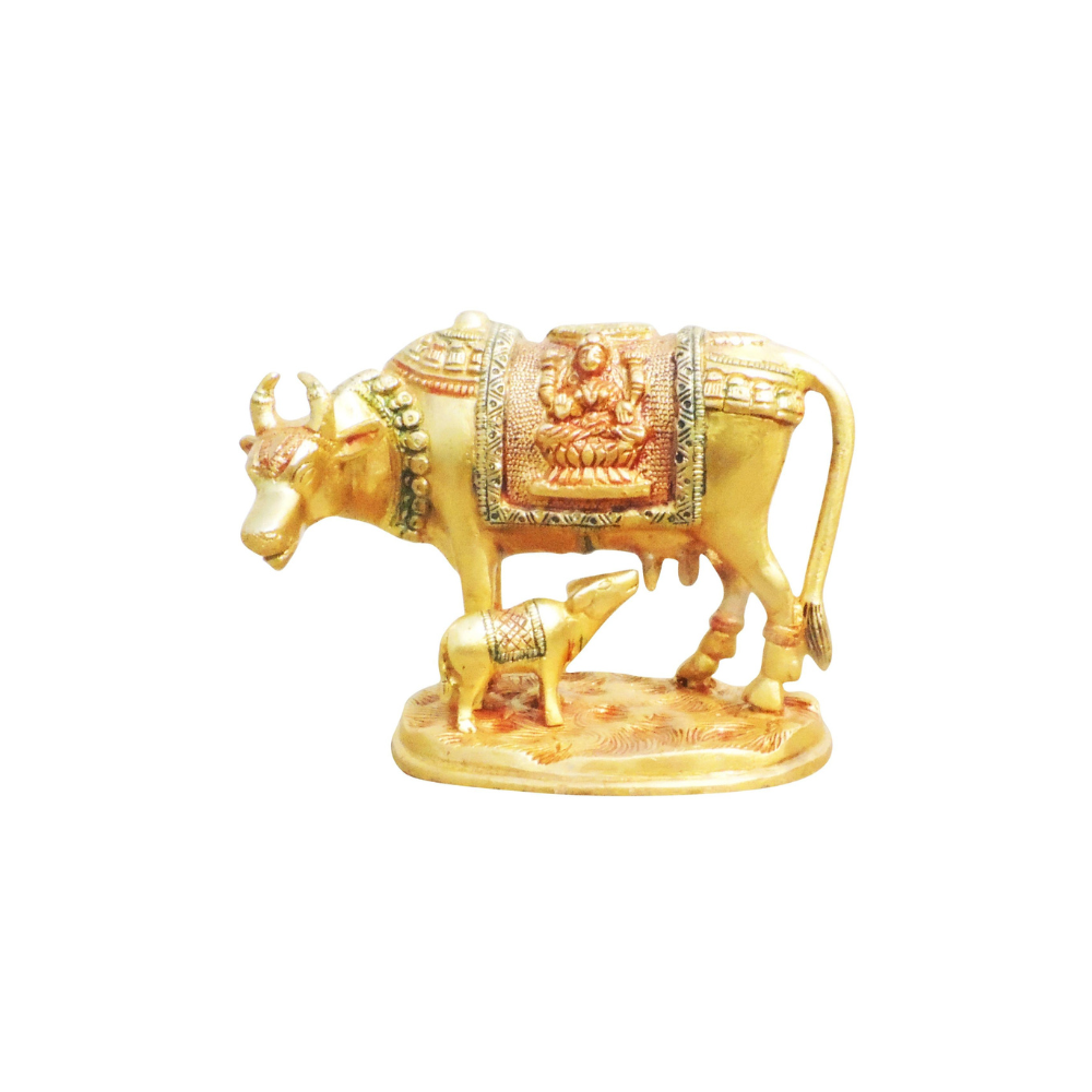 Brass Cow With Calf Statue