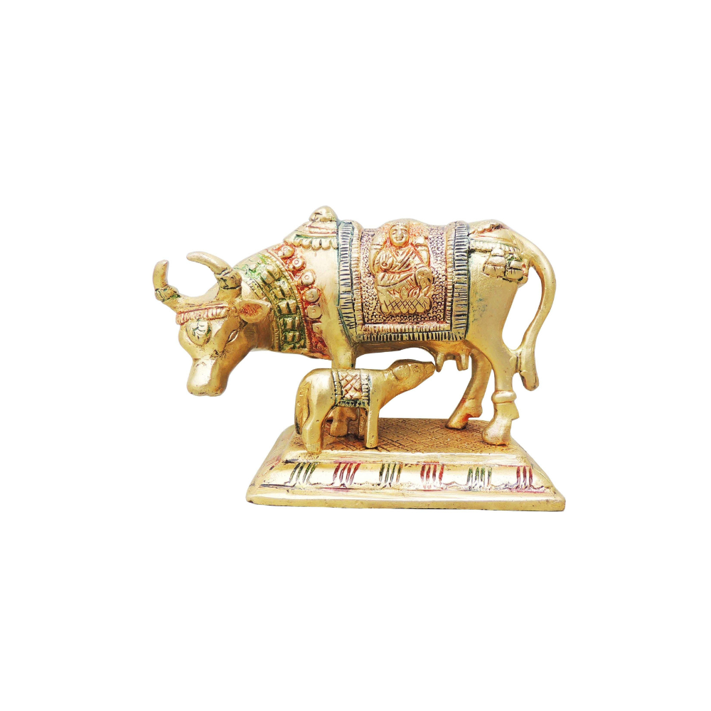 Brass Cow With Calf Statue