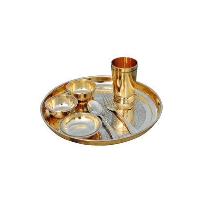 Pure Brass Thali Set 7 Pcs